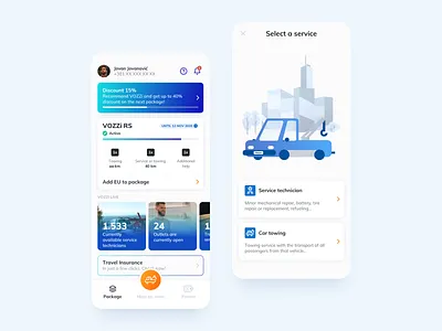 Vozzi app - v3 bright color business car car help design gradient home illustration road help services ui vector