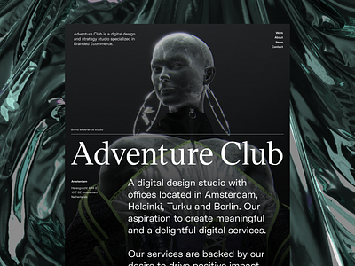 ADVENTURE CLUB — Agency Site About page 3d agency amsterdam branding design editorial fashion graphic design interface portfolio studio typography ui web webdesign website