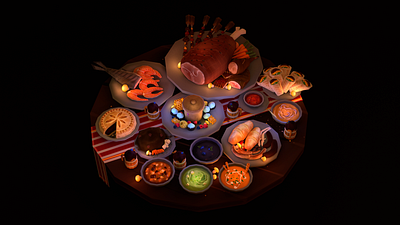 Fantasy Feast #2 3d blender fantasy game asset illustration low poly stylized