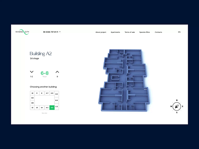 Real Estate website with floor plans | Lazarev. 3d animation apartments building city design floor interactive selection luxury motion graphics plan real estate section ui web