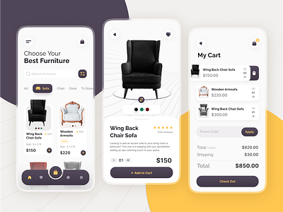 Furniture E-commerce - Mobile App 3d app concept e commerce e commerce design ecommerce app furniture app home decoration interior interior design ios app design mobile design mobile ui online shop onlineshop product cart shopping shopping app ui ui ux ui ux design