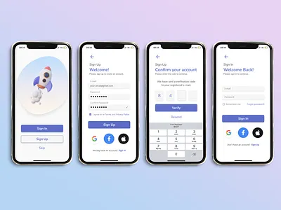 Sign in & Sign up 3d app challenge daily ui designuser experience figma login loginscreen mobile sign in sign up ui ui design uidesign user interface userinterface ux ux design uxdesign verify code