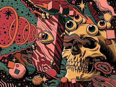 Sight cosmos eye galaxy madness monolith mystic psychedelic retro sci fi scifi sight skull smoke space vintage