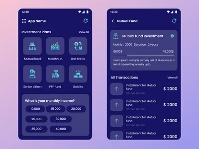 Investment App app app design investment ui ux