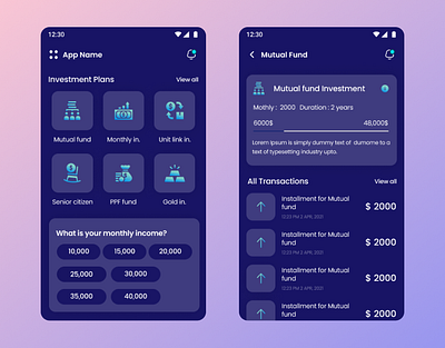 Investment App app app design investment ui ux