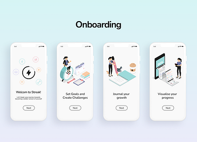 Onboarding Screens | Habit Tracker app appdesign dailyui design figma figmadesign habit tracker homepage onboarding tracking ui ui screens uidesign user interface uxdesign