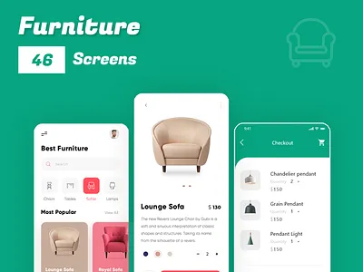 Interiors Online Store app design graphic design interiors online store minimal app online store ui ux