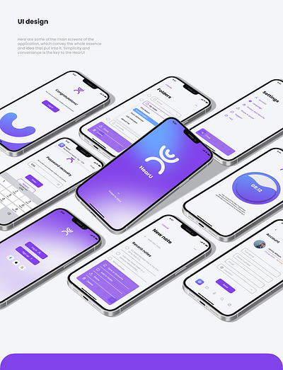 Mobile App HearU (UX/UI) art brand branding clean design illustration logo minimal mobile ui ux vector