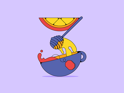 3 : Three : Cup of Tea 36daysoftype alphabet cozy cup of tea design challenge drink honey hot drink illustration lemon letter design number 3 number three numbers tea type design