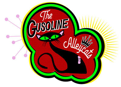 Gusoline Alley Bowling Shirt adobe illustrator draw black cats bowling digital art illustration retro retro art vector art