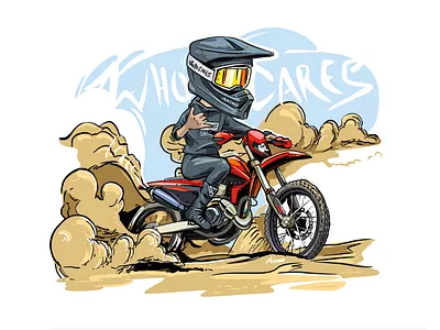 The cartoon of a motorcycle racer adventure bike boy desert dirty helmet ktm livestyle man motorcycle overlander racer raceway ride speed summer
