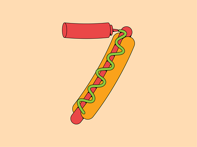 7 : Seven : Hotdog 36daysoftype 7 alphabet design challenge hotdog illustration letter design number number 7 number seven seven type design