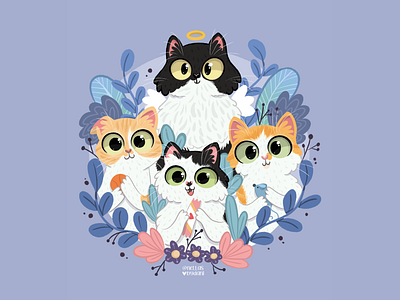 Cats family - Illustration commission background catlovers cats characters concept art design graphic design ill illustration