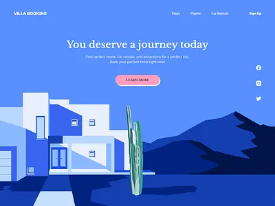 Villa Booking Website Concept airbnb blue book apartment booking booking service building experience flat illustration peaceful relocate rent travel vector venue villa