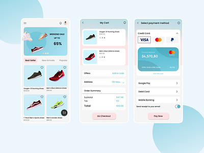 E-commerce Application Design blush branding colors creditcard creditcardcheckout designproject ecommerce ecommerceapp freelancer minimal minimalistic mobileui onlinestore productdesigners projectdesigners typography ui uiux ux uxui