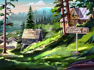 Bakhmaro 💚 2dillustration art colors design dribbble environment gameillustration graphic design illustration landscape mountains nature procreate tourism