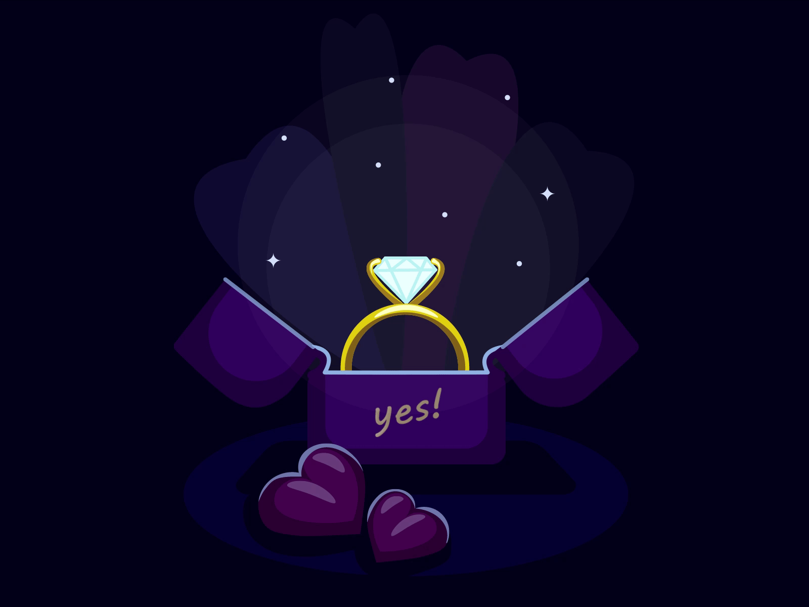 Yes! 2d after effects animation branding design engagement gif illustration jewelry loop ring vector yes