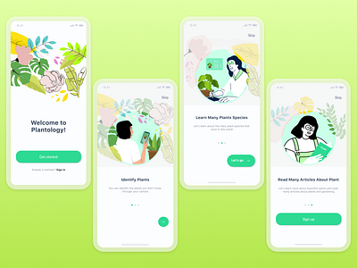 Plant care mobile with illustrations illustration plant care ui