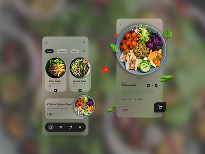 Food Delivery App 🥘 burger chef app clean delivery app eat eating food and drink food app food delivery application food order glassmorphism glassy minimal mobile app mobile ui pizza restaurant app tracking app ui ux