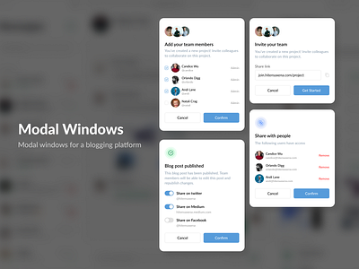 Modal Windows - Blogging Platform adobe xd branding design illustration logo typography ui ui design india ux vector