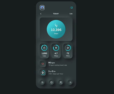 Dark Fitbit-UI app fitbit graphic design illustration ui ux