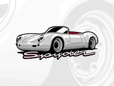 Posche 550 Spyder Illustrated art automotive car car art car drawing design drawing illustrated illustration logo porsche spyder vector vintage