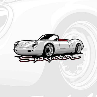 Posche 550 Spyder Illustrated art automotive car car art car drawing design drawing illustrated illustration logo porsche spyder vector vintage