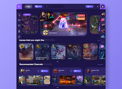 Streaming platform UI concept (Desktop) 🎮 app design blizzard design figma fortnite game game design gaming live product design stream streaming streaming app twitch ui uiux user interface video games