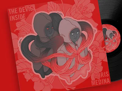 Album cover for Chris Medina - The Devil Inside adobe fresco album cover album sleeve band art digital art digital painting illustration low brow art lowbrow music art painting vinyl art