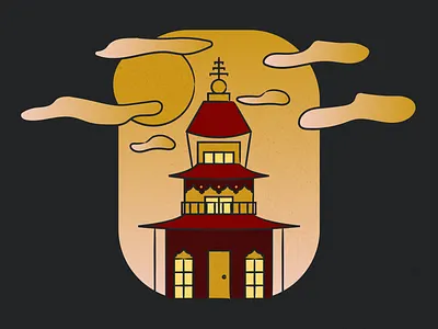 Japanese Inspired Badge architecture badge icon japan japanese architecture japanese landscape logo