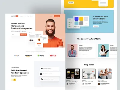 Agency Landing Page - AgencyMax 2022 agency compani creative design agency home page interface landing page marketing agency portfolio startup ui uiux ux web design web page website