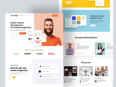 Agency Landing Page - AgencyMax 2022 agency compani creative design agency home page interface landing page marketing agency portfolio startup ui uiux ux web design web page website