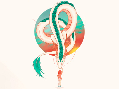 Chihiro & Haku anime chihiro design ghibli graphic design illustration poster