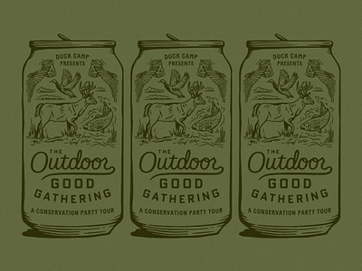 The Outdoor Good Gathering conservation deer duck fishing hunting illustration lettering redfish