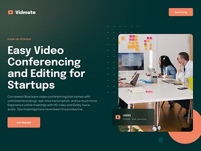 Video Conferencing SAAS Landing Page branding design figma landingpage ui ux