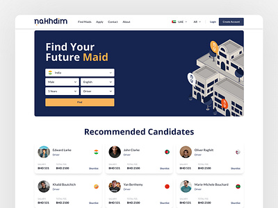 Maid Hiring Web App Landing Page-Tailwind CSS UI appdesign design illustration logo mobile app mobileapp ui uiux ux web app web app landing page website