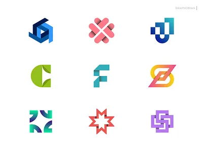 Flat modern minimal icon logo mark brand marks branding colorful logo flat logo gradient logo graphobian icon logo logo design logomark modern logo modern minimalist logo unique logo