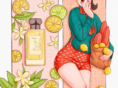 Retro Styling Girl branding cover girl fashion fashion illustration girls graphic design illustration lemon perfume procreate retro vintage