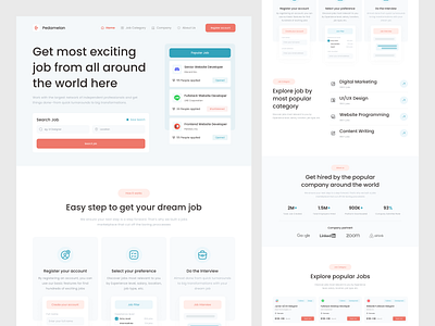 Pedamelan - Job Finder Platform Landing Page find job find work hiring job job finder job hiring job listing job marketplace job platform job portal job search landing page ui design uiux design website work work finder work hiring