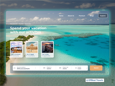 OffBeat Travels Hero Section design travel agency ui website wordpress