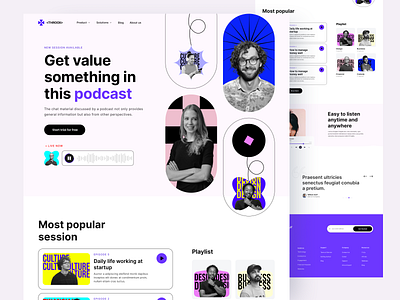 Podcast Platform - Landing Page audio bold clean color design landing page minimal music pastel platform podcast podcast website podcasting streaming typography ui ui design uiux web whitespace