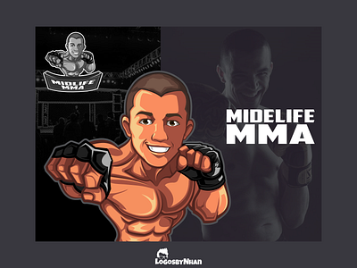 Midlife MMA - MMA During Midlife Logo caricature carton cartoon cartoon character cartoon logo cartoon mascot cartoon portrait combat sport design fitness illustration logo mascot mascot logo midlife mixed martial arts mma nft nft art personal trainer