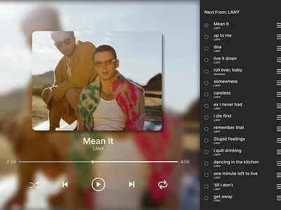 Music Playlist UI for Music Player (LANY) branding design figma graphic design illustration interactive music ui ui design
