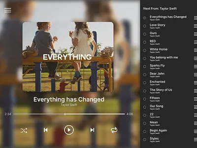 Music Playlist UI for Music Player (Taylor Swift) branding design figma graphic design illustration interactive music ui ui design