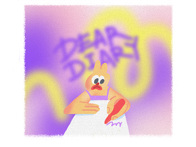 Dear diary art brush character diary gradient illustration ps rabbit sad