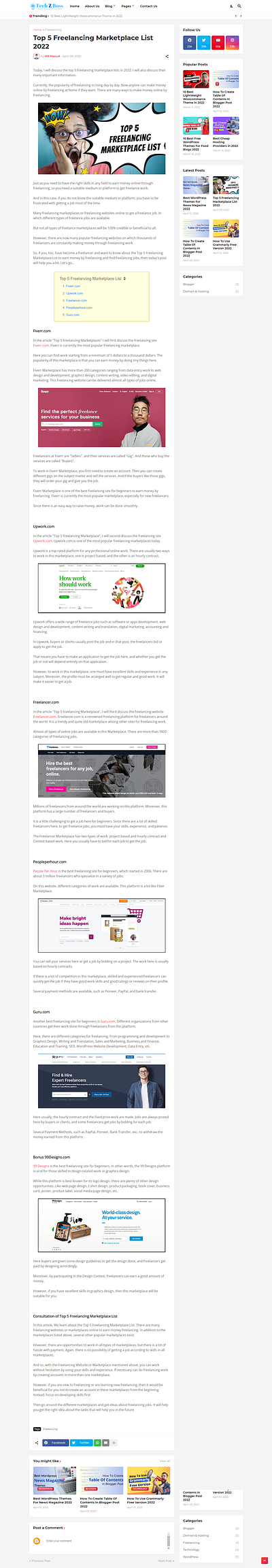 Top 5 Freelancing Marketplace List 2022 blogger design elementor elementor pro freelancing illustration landingpage logo personal website wordpress wordpress blog