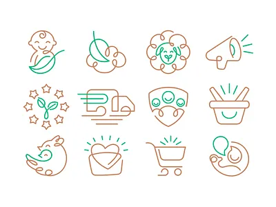 Icons baby brand branding design elegant icon icons kid line linear logo logotype mark minimalism minimalistic modern set shop sign store