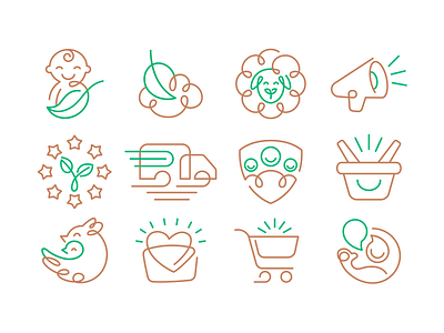 Icons baby brand branding design elegant icon icons kid line linear logo logotype mark minimalism minimalistic modern set shop sign store