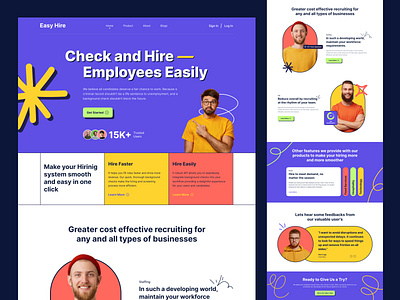 EasyHire - Hiring Landing page Design color header hiring hr landing page popular saas ui ui ux ui design ux uxdesign web design web header web ui website