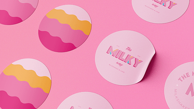 The Milky Way Milkshake Shop Drinks Pink Milkshake Stickers #4 3d art artwork branding design digital art digital illustration drink graphic design illustration logo milk milkshake mockup pink shake stciker ui vector wavy